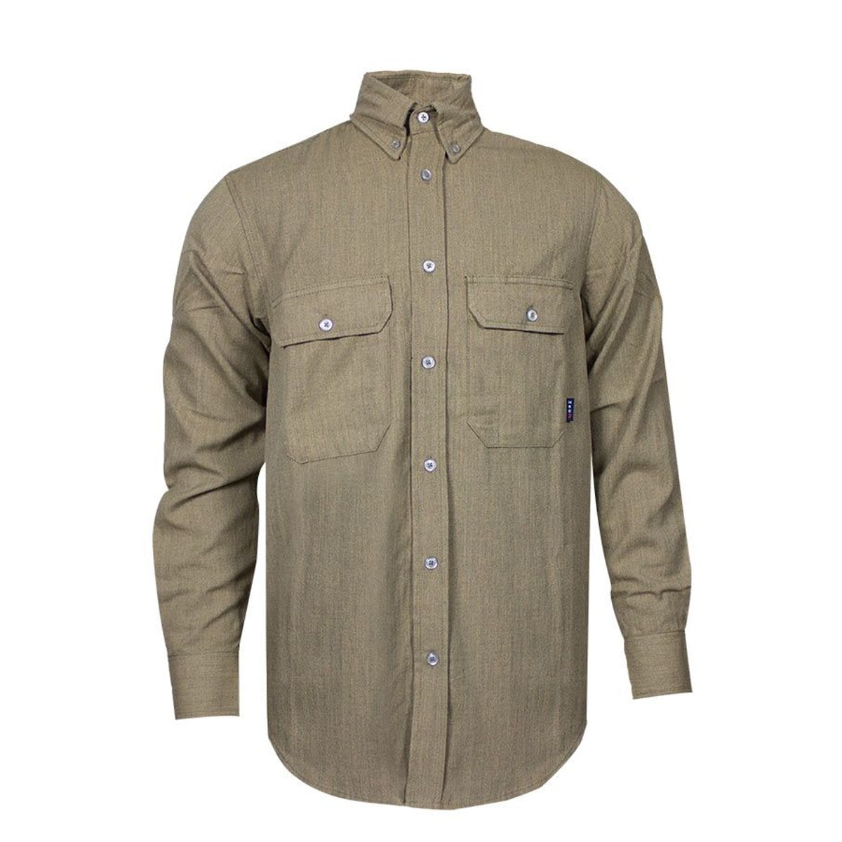 TECGEN 6oz FR Button Down Shirt in Tan